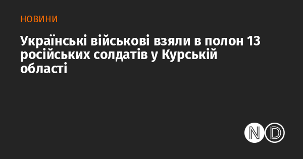 Українські військовослужбовці захопили в полон 13 військових з Росії в Курській області.